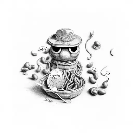 peanut bean spaghetti dinner tattoo design idea