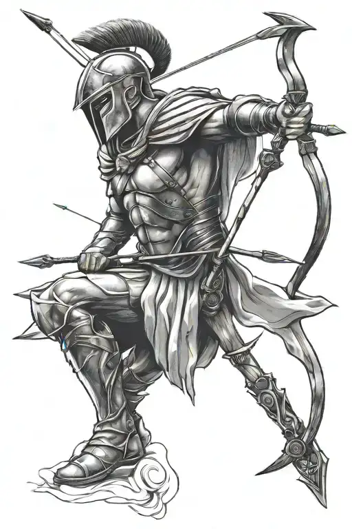 spartan archer shooting arrows tattoo design idea