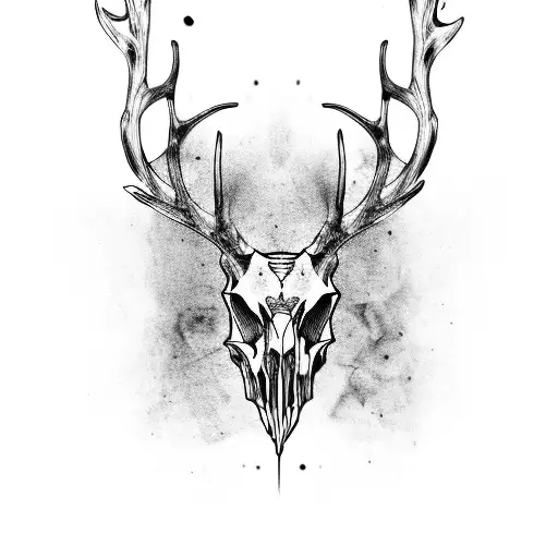 stag skull and owl head tattoo design idea