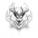 Viking stag owl folk tattoo design idea