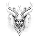 Viking stag owl folk tattoo design idea