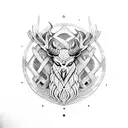 Viking stag owl folk tattoo design idea
