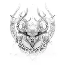 Viking stag owl folk tattoo design idea