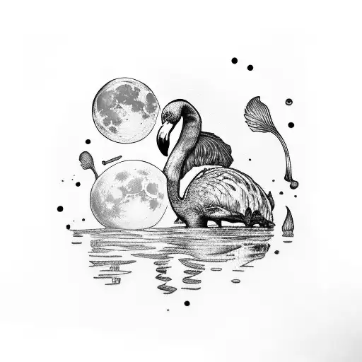 mashroom, moon, f1, girlfirend, flamingo, girlfriend, sea tattoo design idea