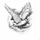 dove with clouds tattoo design idea