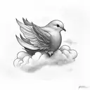 dove with clouds tattoo design idea
