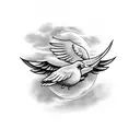 dove with clouds tattoo design idea