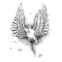 dove with clouds tattoo design idea
