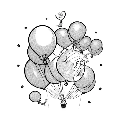 Kid chasing balloon tattoo design idea