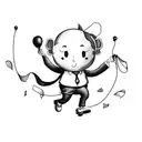 Kid chasing balloon tattoo design idea