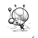 Kid chasing balloon tattoo design idea