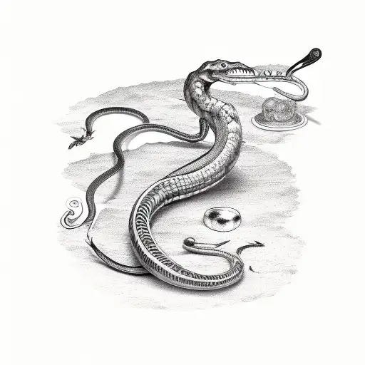 wooden spoon with medical serpent tattoo design idea