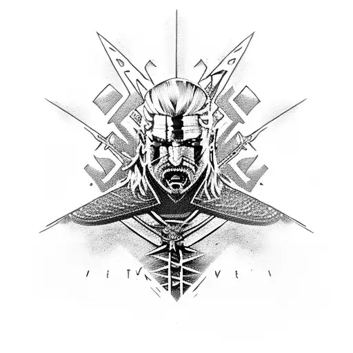 witcher in the colours flames tattoo design idea