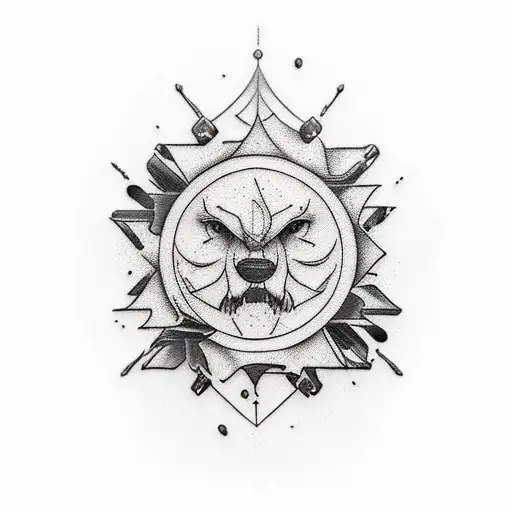 pai e duas filhas camping tattoo design idea