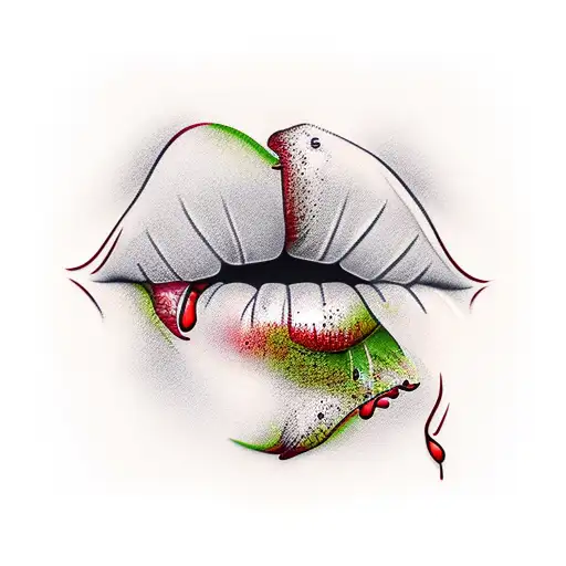 lips with blood  tattoo design idea