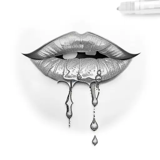 bloody lips tattoo design idea