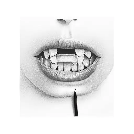 bloody lips tattoo design idea