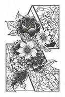 flower and broken mirror reflection tattoo design idea