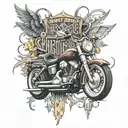 harley davidson and ac dc  tattoo design idea