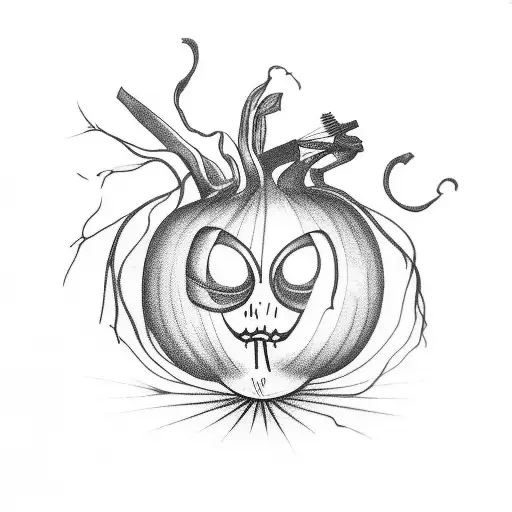 Depressed Onion cutting itself tattoo design idea