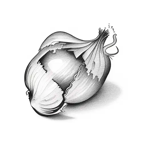 Depressed Onion cutting itself tattoo design idea