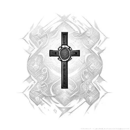 last name spelt "Reed" for back tattoo with a cross tattoo design idea