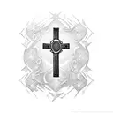 last name spelt "Reed" for back tattoo with a cross tattoo design idea