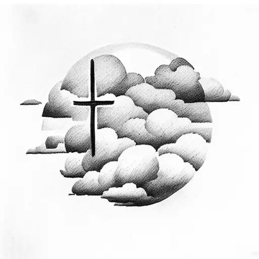 clouds with a cross tattoo design idea