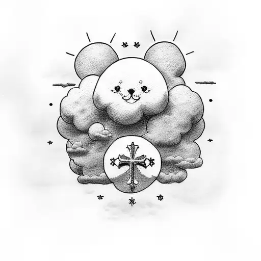 clouds with a cross tattoo design idea