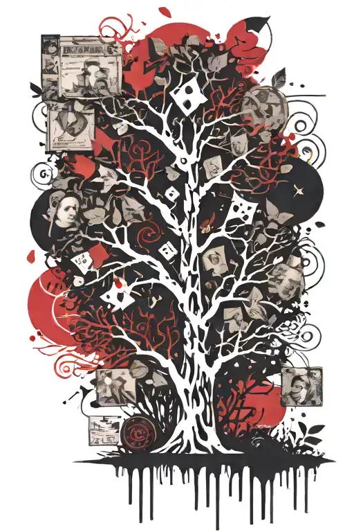 God and mother and money tree growing tattoo design idea