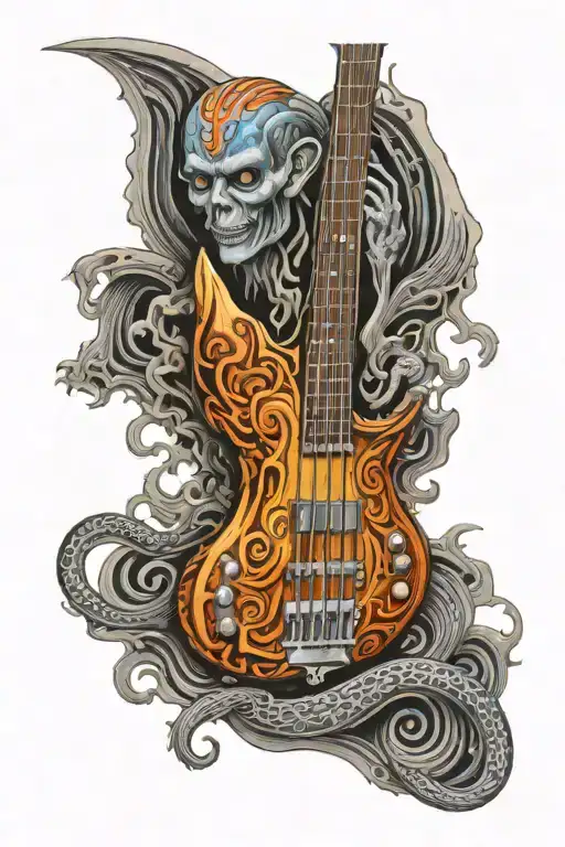 alex grey, metal music, bass guitar tattoo design idea