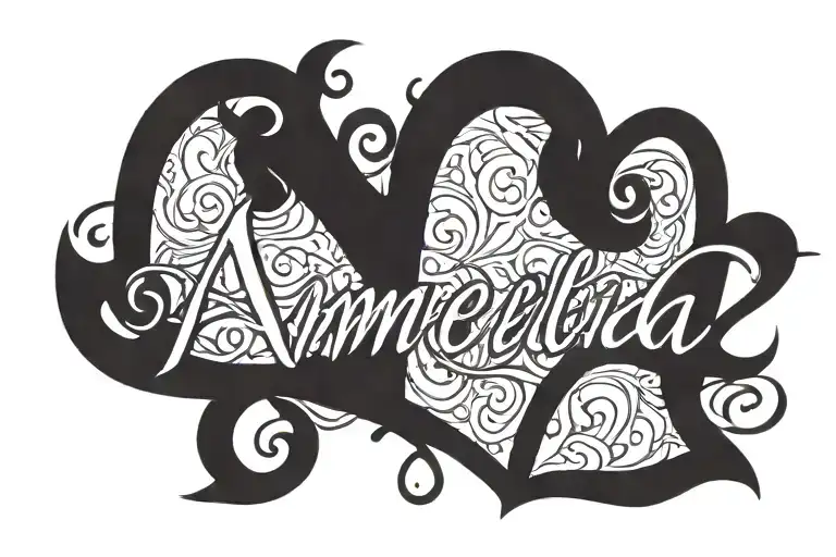 the name Amelia with a heart in cursive writing tattoo design idea