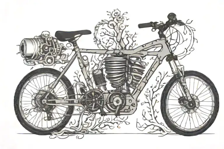 heartbeat line, mountain bike, lungs,  tattoo design idea