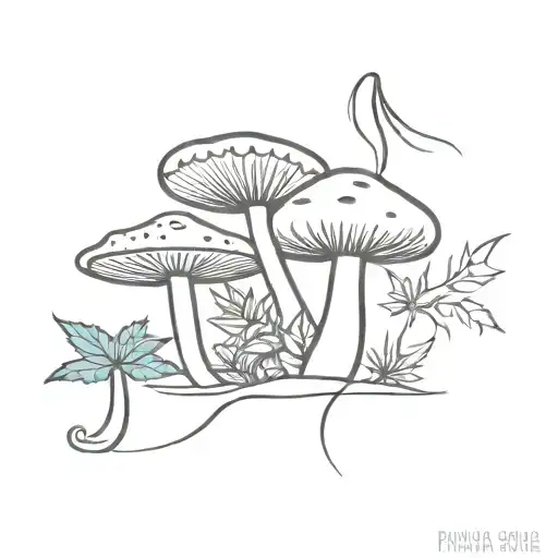 marijuana and shroom tattoo design idea