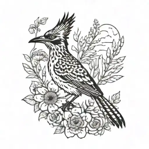 roadrunner, bears, wolf with flowers and wildlife in nature background  tattoo design idea