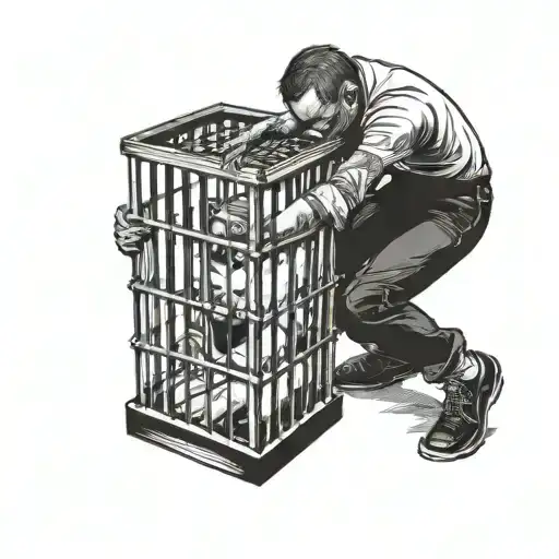 prisoner in a cage of thoughts tattoo design idea