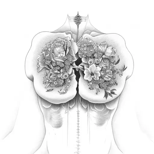 lung with flowers on one side with the words What died didn't stay dead underneath tattoo design idea