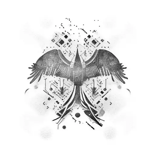 A composition of black and grey piano keys forming a beautiful crow tattoo design idea