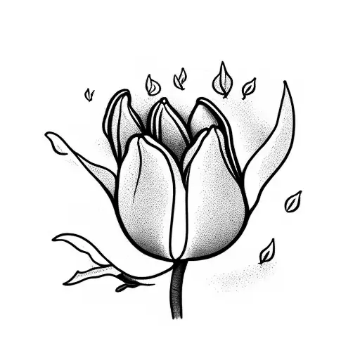 tulip, Witchcraft, magic, leaves, sticks tattoo design idea