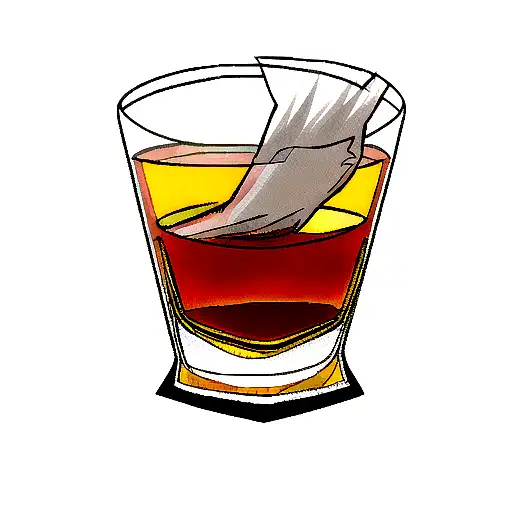 glass of whisky spilling tattoo design idea
