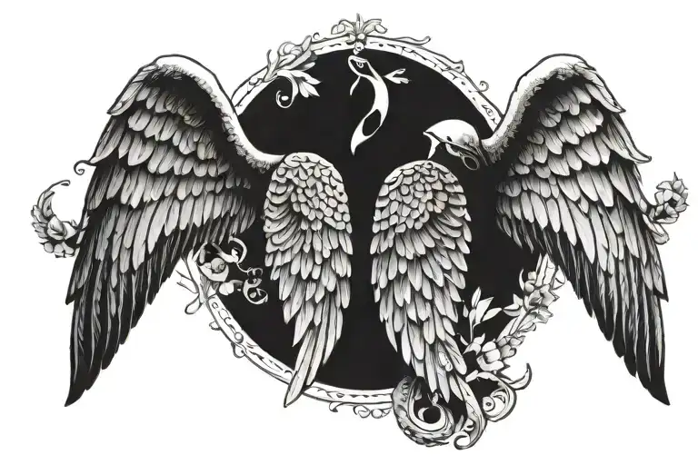Angel wings in memory of my dead grandpa with  date 1951-2022  tattoo design idea
