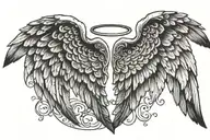 Angel wings in memory of my grandpa death date 1951-2022 tattoo design idea