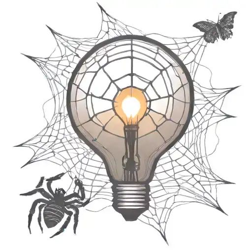 light bulb with spider web inside and nothing outside the light bulb tattoo design idea
