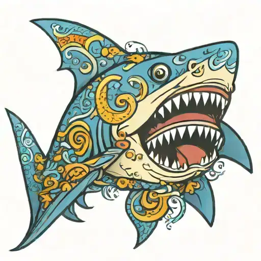 shark with paisley pattern  tattoo design idea