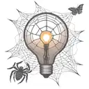 light bulb with spider web inside and nothing outside the light bulb tattoo design idea