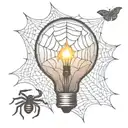 light bulb with spider web inside and nothing outside the light bulb tattoo design idea