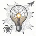 light bulb with spider web inside and nothing outside the light bulb tattoo design idea