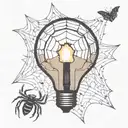 light bulb with spider web inside and nothing outside the light bulb tattoo design idea