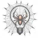 light bulb with brown recluse web filament inside tattoo design idea