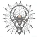 light bulb with brown recluse web filament inside tattoo design idea